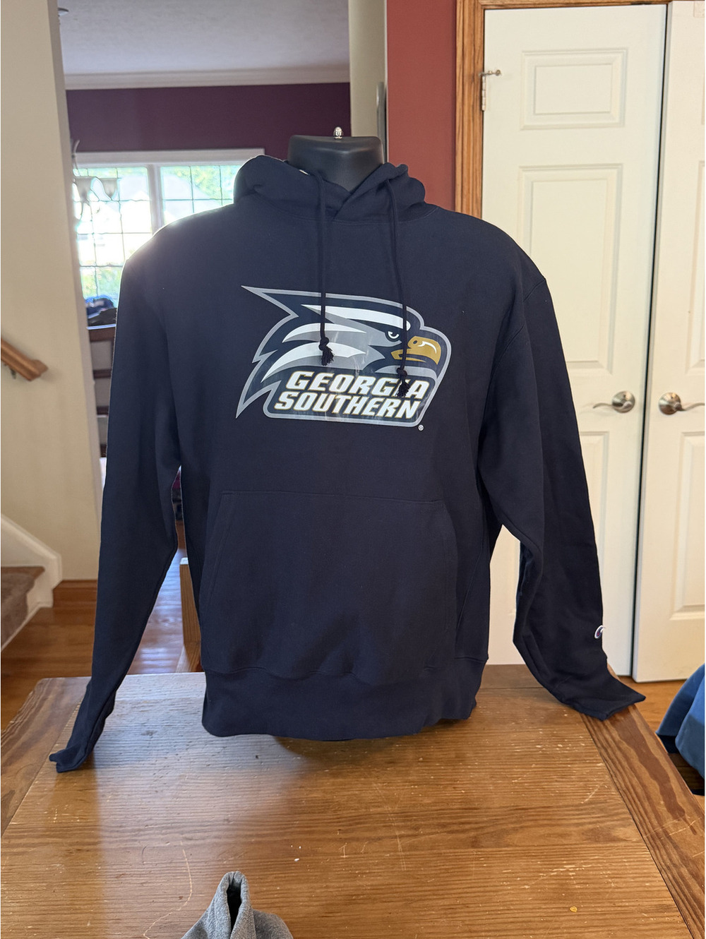 Champion Reverse Weave Georgia Southern Hoodie Large Navy Blue